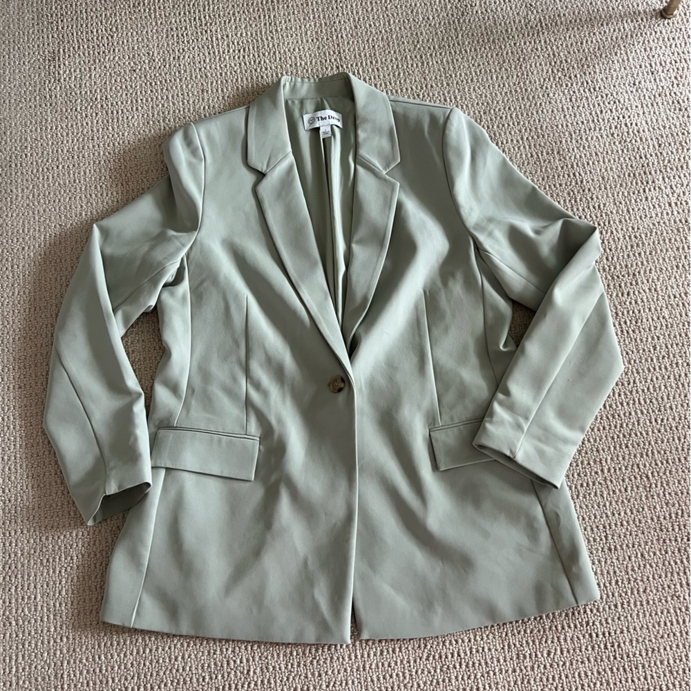 The Drop Women's Sage Green Single-Button Blazer